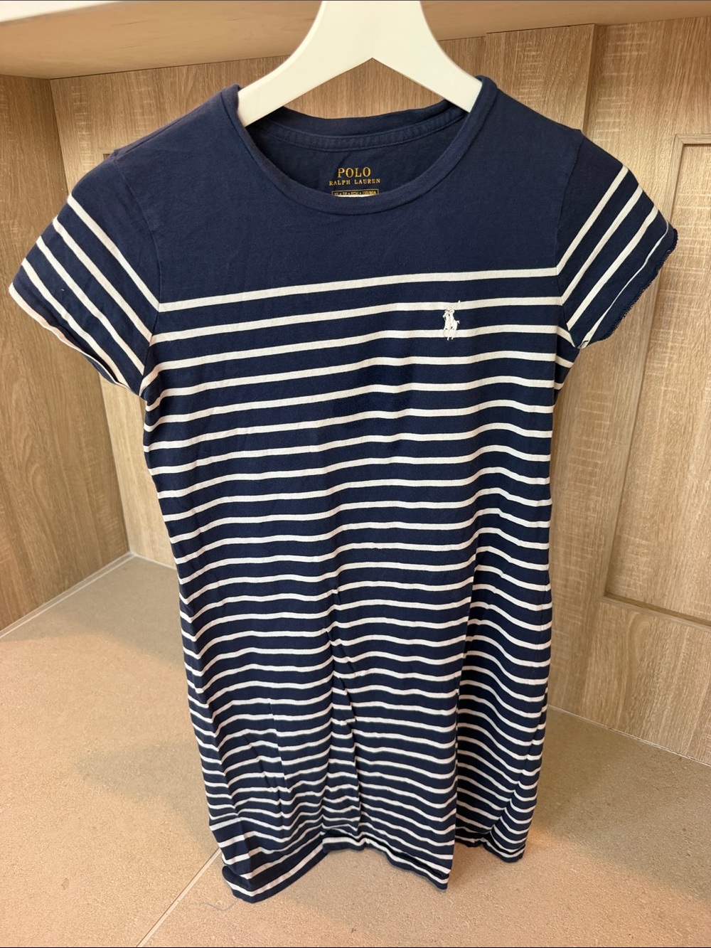 Polo by Ralph Lauren Navy & White Striped Short Sleeve Tee Dress